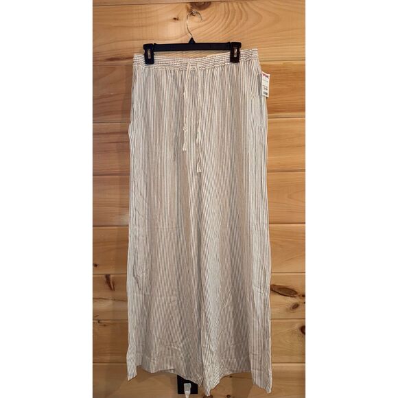 NWT Women's Blended Linen Striped Wide Leg Trousers - Picture 1 of 7